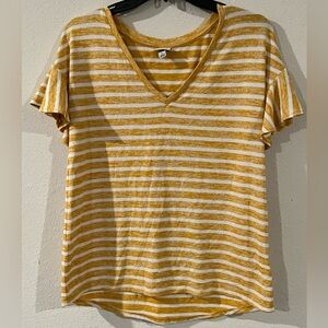 White and gold striped short sleeve